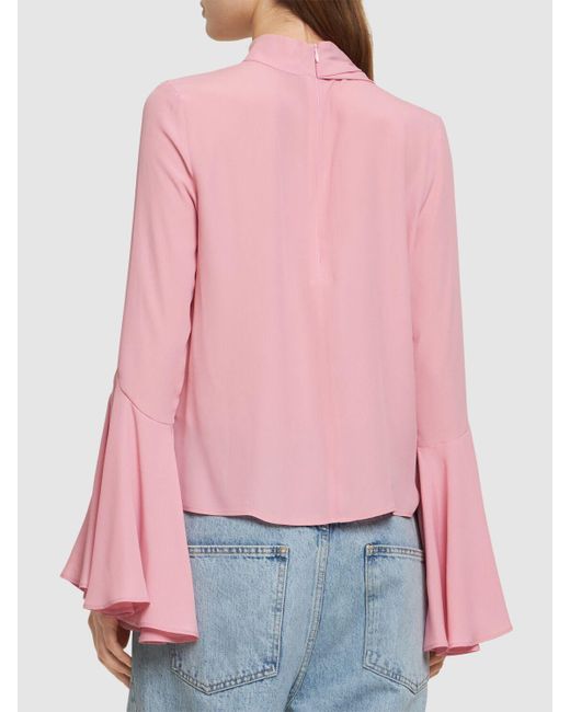 Camicia in misto seta di MSGM in Pink