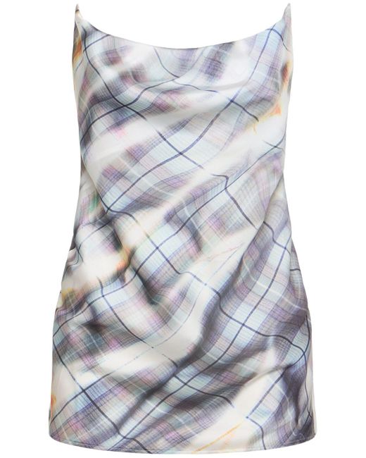 Y. Project Gray Satin Invisible Straps Draped Top