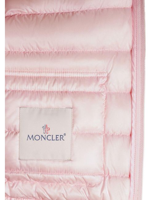 Moncler Pink Kurze Daunenjacke Aus Nylon "lans"