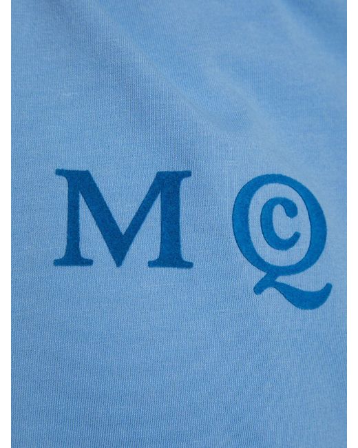 メンズ Alexander McQueen Logo Cotton T-shirt Blue