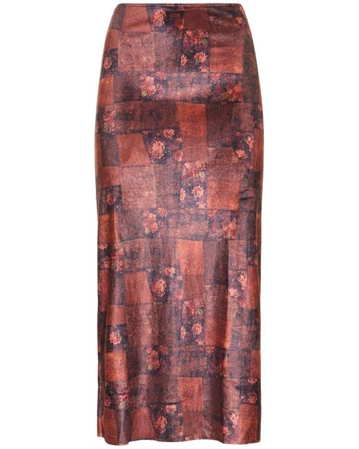 WeWoreWhat Red Printed Stretch Jersey Maxi Skirt
