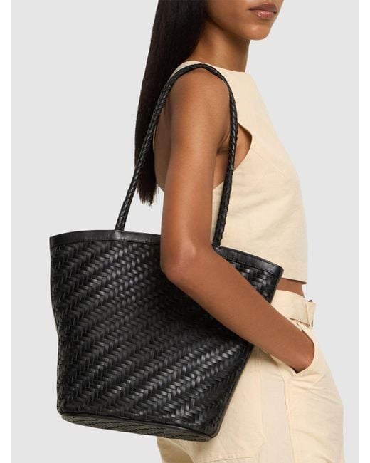 Bembien Black Jeanne Handwoven Leather Shoulder Bag