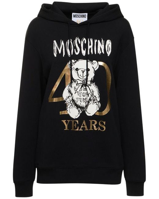 Moschino Black Cotton Jersey Printed Logo Sweatshirt