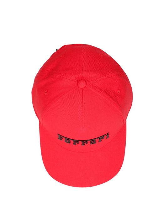 Ferrari Red Logo Cotton Twill Baseball Cap for men