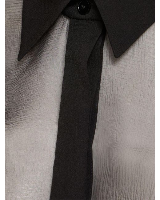 Nensi Dojaka Black Fitted Sheer Silk Shirt W/satin Cuffs