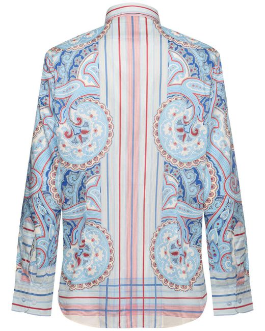 Etro Herren Bedrucktes Baumwollhemd in Blue für Herren
