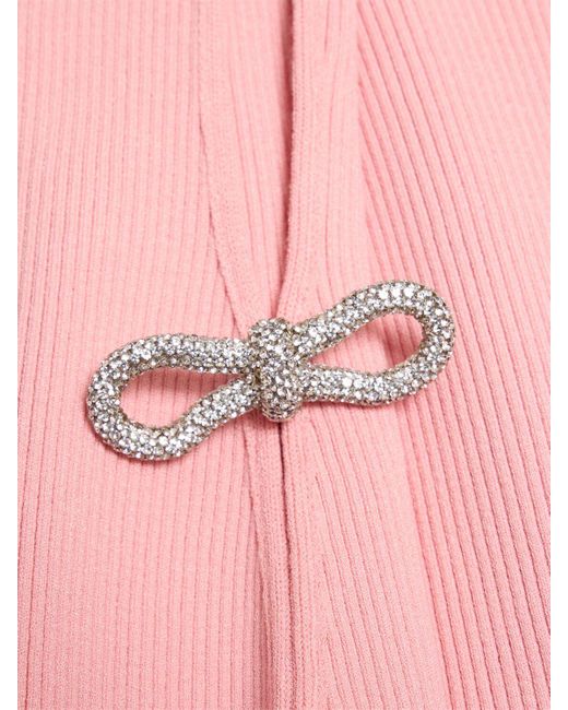Mach & Mach Pink Embellished Stretch Knit Maxi Dress