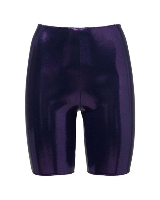 Womens Shorts Oséree Shorts Blue Oséree Laminated Sporty Jersey Bike Shorts in Purple 