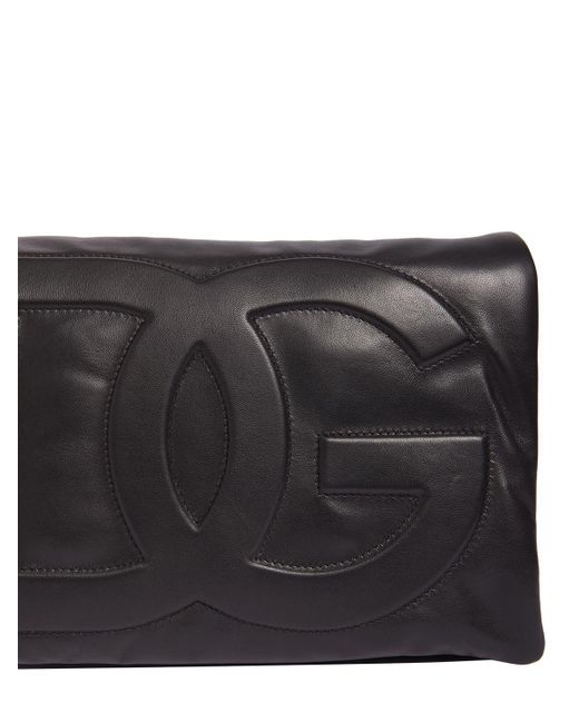 Bolso de hombro piel suave con logo Dolce & Gabbana de color Black