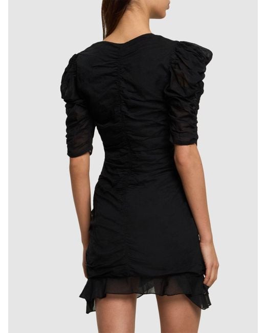Isabel Marant Black Sireny Gathered Cotton Mini Dress