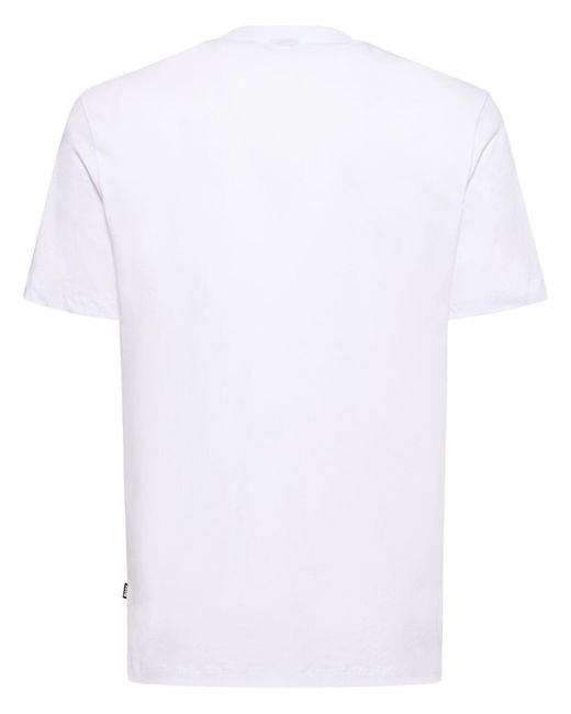 T-shirt thompson in jersey di cotone / logo di Boss in White da Uomo