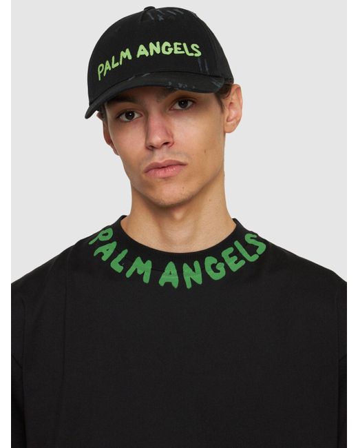 Gorra de algodón con logo Palm Angels de hombre de color Black