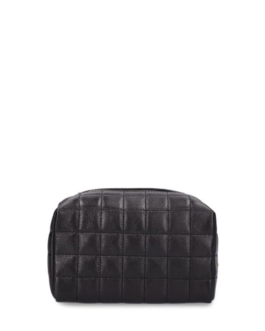 Saint Laurent Black Small Cassandre Leather Makeup Bag