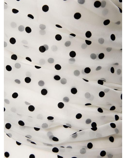 Alessandra Rich White Flocked Polka Dot Silk Organza Dress