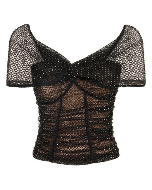 SelfPortrait Crystal Offtheshoulder Top in Black Lyst Canada