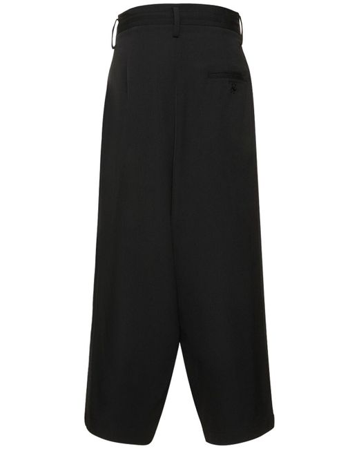 Pantalon ample en gabardine de laine froncée Yohji Yamamoto en coloris Black