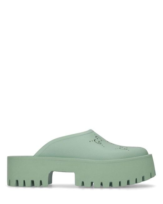 Gucci Green 55mm Elea Perforated G Platform Sandals