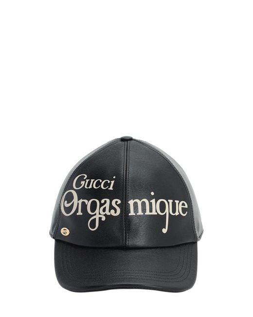 Gucci Black Orgasmique Print Baseball Hat for men