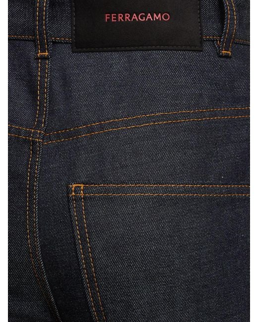Jeans rectos de denim con cintura alta Ferragamo de color Blue