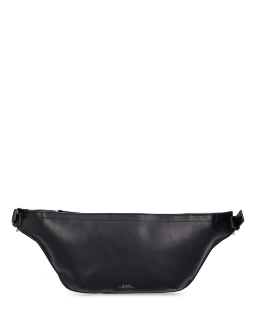 A.P.C. Black Logo Recycled Faux Leather Belt Bag for men