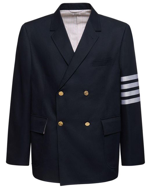 Thom Browne Blue Unstructured Double Breast Blazer for men