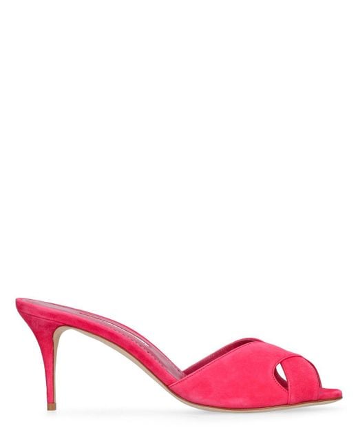 Manolo Blahnik Pink 70mm Hohe Wildleder-mules "mumbaimu"