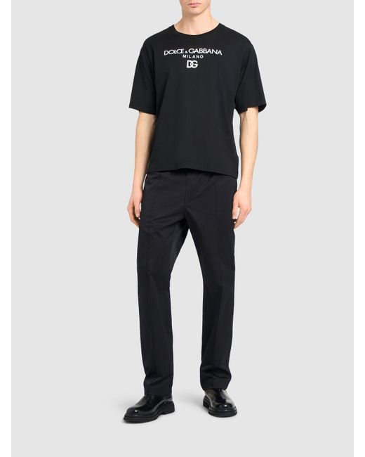 T-shirt in cotone con logo di Dolce & Gabbana in Black da Uomo