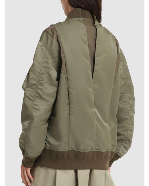 Sacai Green Nylon Twill Bomber Jacket