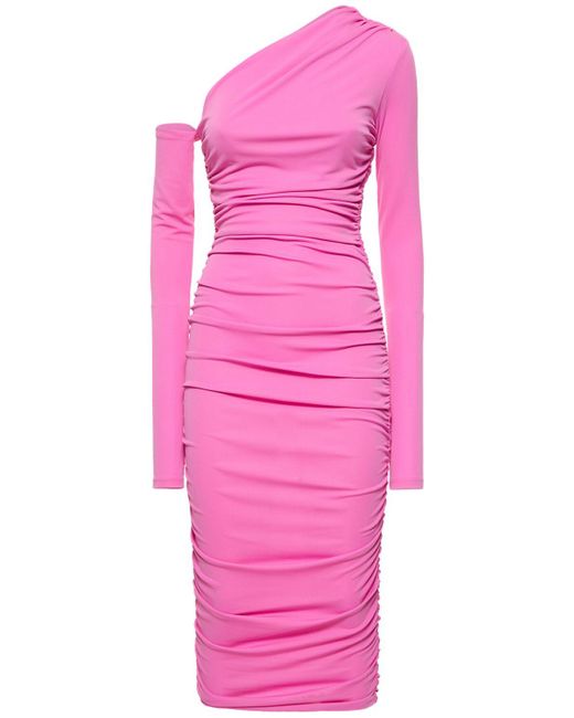 ANDAMANE Olimpia アシンメトリードレープミディドレス Pink