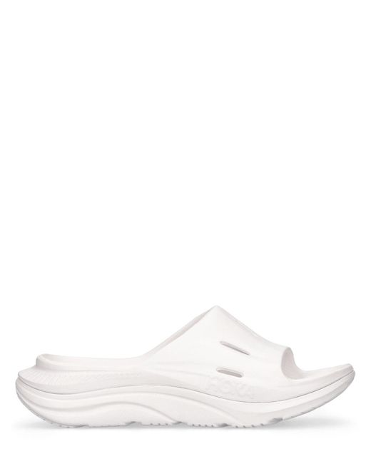 Hoka One One White Ora Recovery Slide 3 Sandals