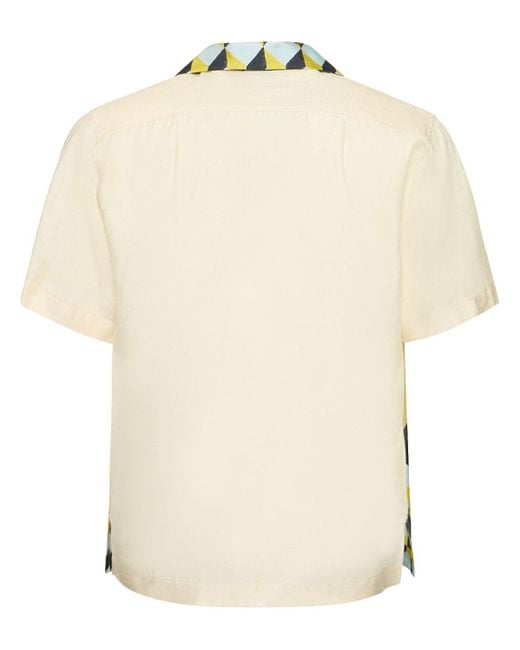 Wales Bonner Green Birdsong Printed Silk Bowling Shirt for men