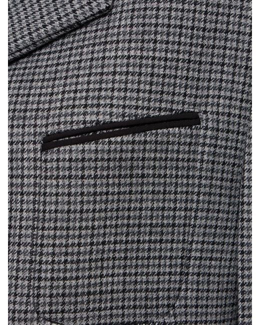 Ferragamo Gray Double Breasted Wool Houndsthooth Coat