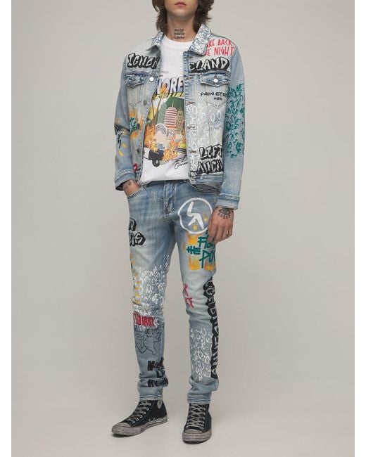 bedruckte jeansjacke