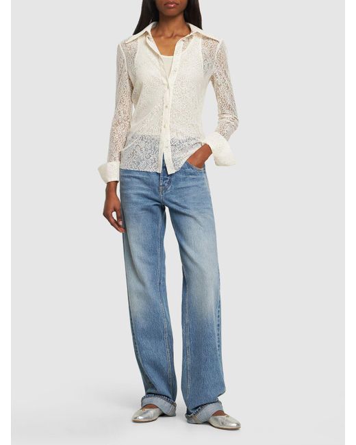 Philosophy Di Lorenzo Serafini Natural Buttoned Lace Blouse