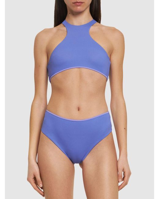 The Attico Purple Jersey Halter Neck Cutout Bikini Set