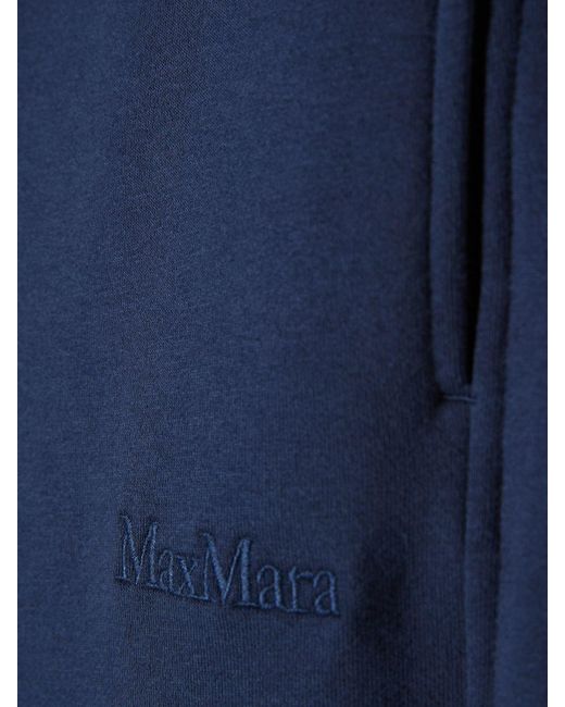 Max Mara Blue Tamaro Cotton Jersey Logo Sweatpants