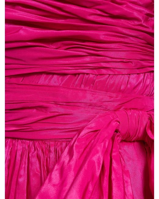 Robe longue en taffetas drapé à encolure carrée Zuhair Murad en coloris Pink
