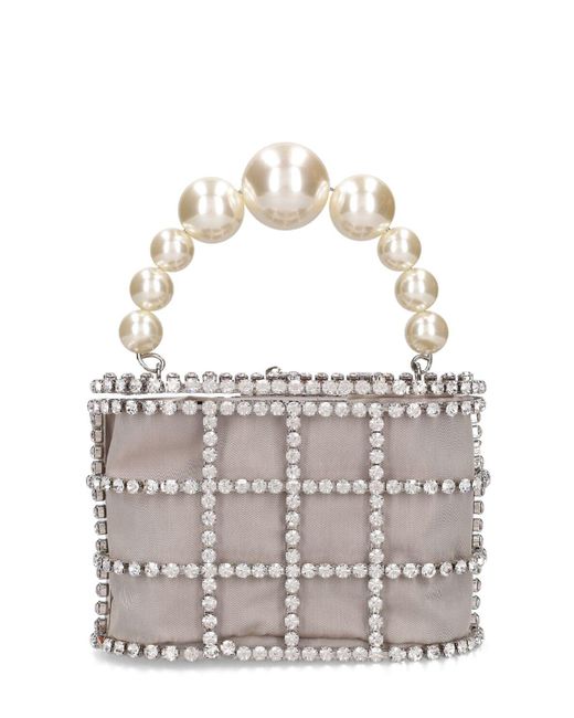 Rosantica White Holly Crystal & Pearl Top Handle Bag