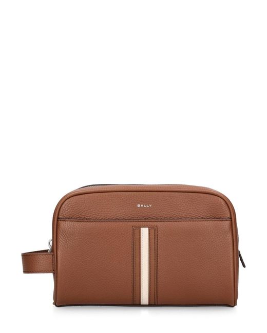 Bally Brown Leather Toiletry Bag for men