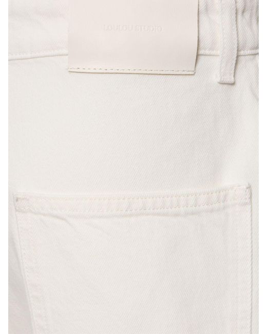 Shorts de denim de algodón Loulou Studio de color White