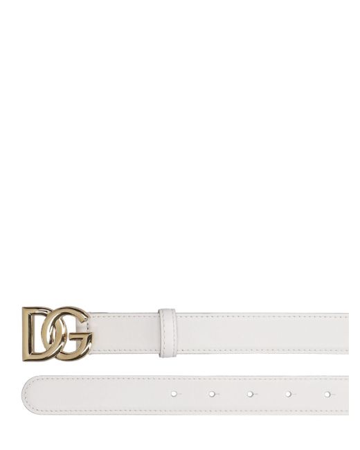 Dolce & Gabbana White 25 Mm Breiter Ledergürtel