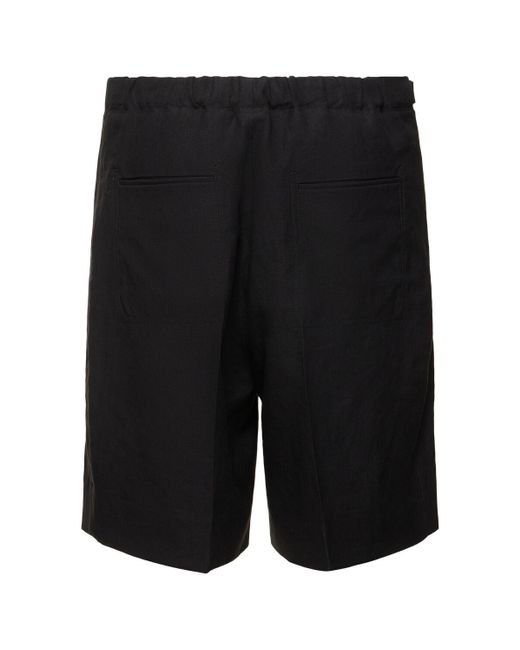 Zegna Black Oasi Linen Shorts for men