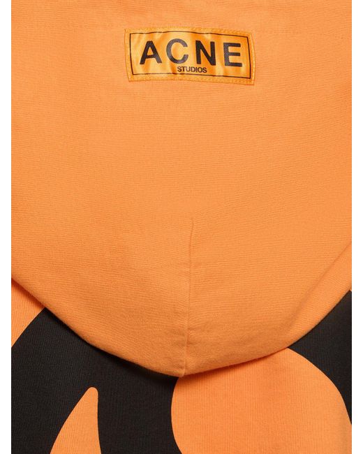 Acne Orange Logo Cotton Hoodie for men