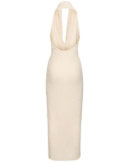 Magda Butrym Natural Cotton Blend Knit Dress W/ Plunge Neck