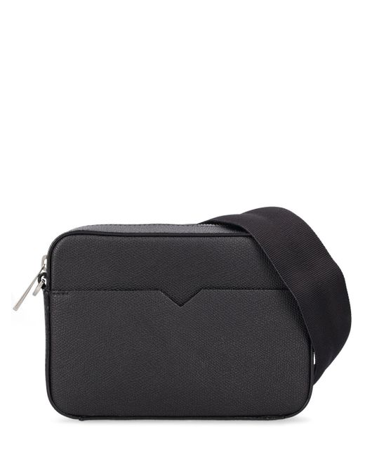 Valextra Black Small Leather Camera Bag for men