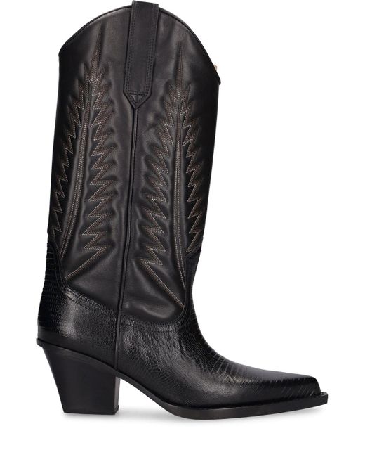 Paris Texas Black 60Mm Rosario Lizard Print Leather Boots