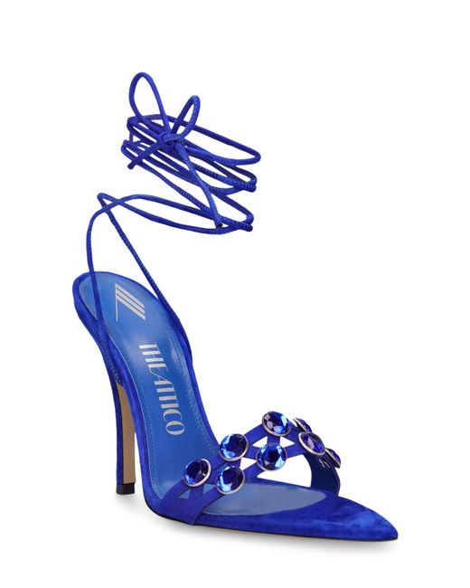 The Attico Blue 105Mm Grid Suede Sandals