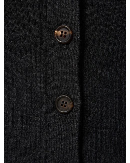 Brunello Cucinelli Black Embellished Rib Knit Cardigan