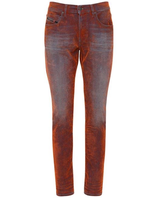 DIESEL Orange D-strukt Slim Velvet Coating Denim Jeans for men