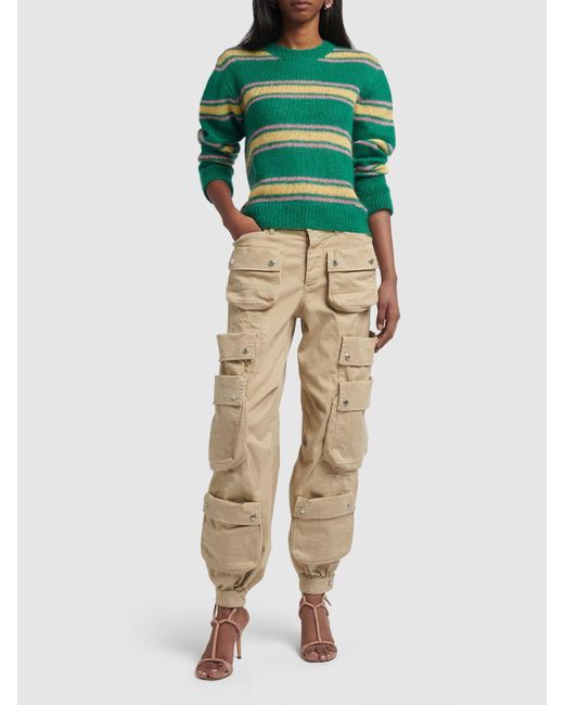 DSquared² Natural Cotton Drill Midrise Wide Cargo Pants